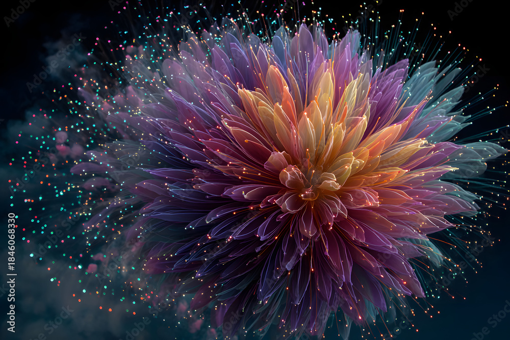 Fototapeta premium Fireworks on black Background