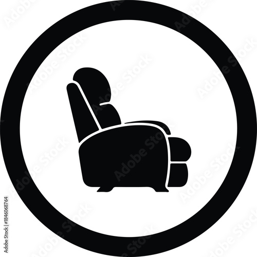 Vector Comfortable modern ergonomic reclining armchair furniture sign icon silhouette Illustration