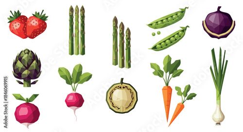 Fresh produce collection with transparent background