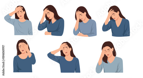 Woman expressing stress and frustration with transparent background