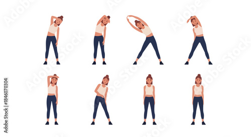 Woman stretching exercises poses fitness workout routine