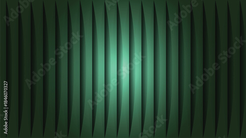 Abstract dark green vertical lines background with central bright light