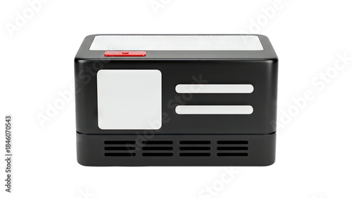 Black Box with White Details Isolated on White Background