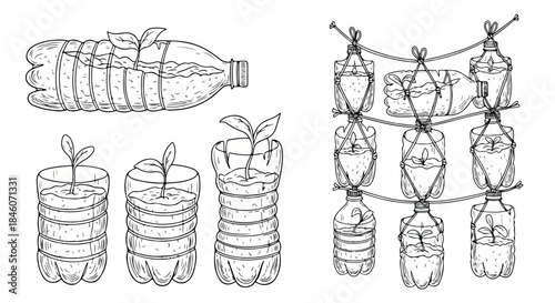 Recycled plastic bottle planters for sustainable gardening