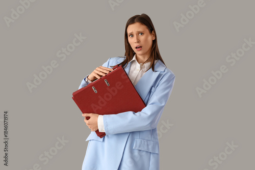 Stressed businesswoman with...