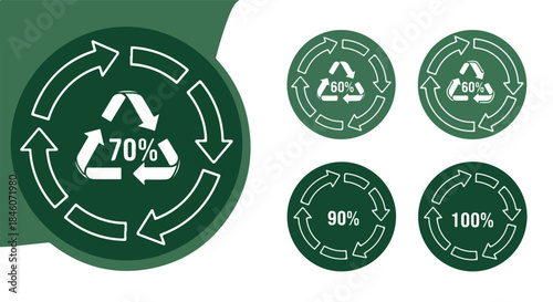 Recycling icons with percentage indicators