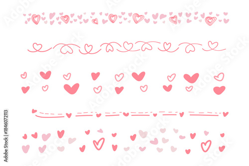 Pink Doodle Heart Dividers and Borders Set