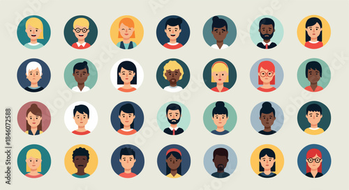 Diverse group of people headshots in circles