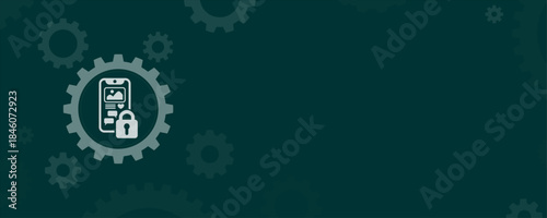 Mobile app data security and protection settings vector concept background with copy space