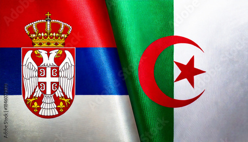 アルジェリアの国旗とセルビアの国旗(Algeria flag & Republic of Serbia flag.)
