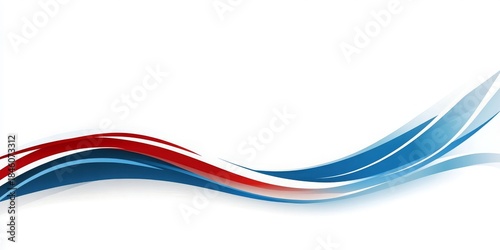 Modern abstract design for blogs/sites on marketing, technology, or patriotism. A curving, dynamic wave graphic with flowing lines in red, white, and blue against a clean white background.