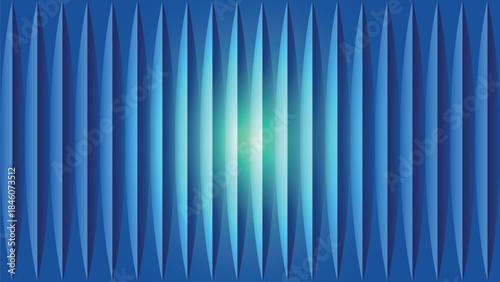 Abstract blue background with vertical stripes and glowing central light effect