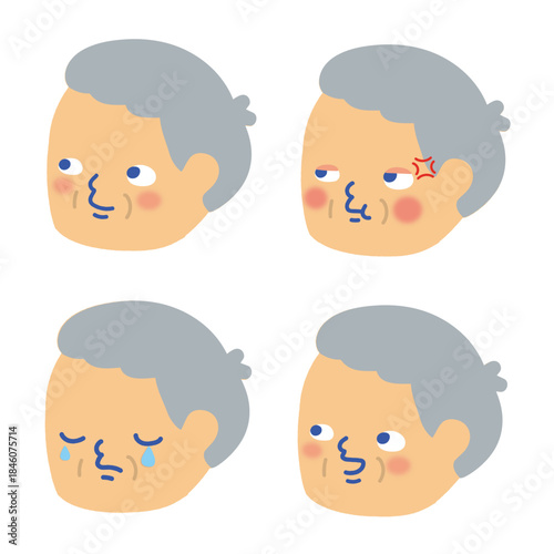 シニア男性表情セット/Facial expression illustration set・Senior male
