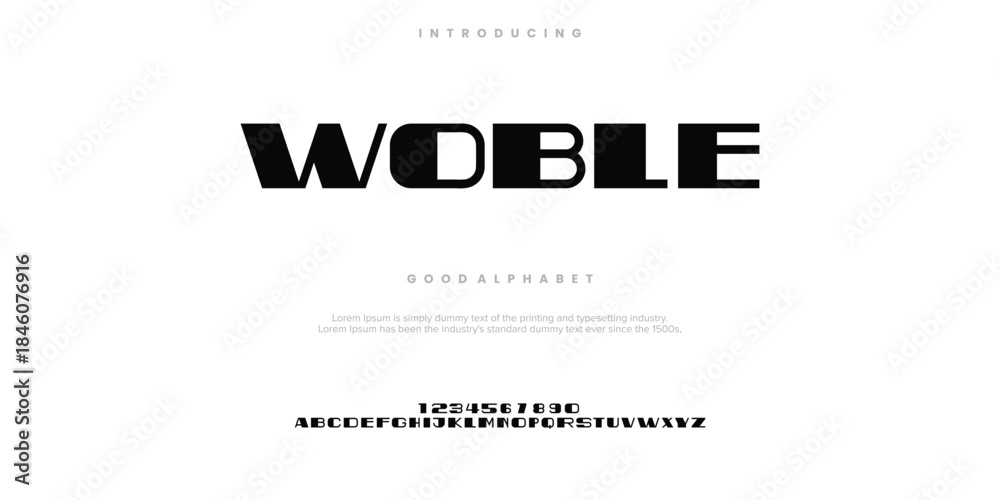 Fototapeta premium Woble Abstract Fashion font alphabet. Minimal modern urban fonts for logo, brand etc. Typography typeface uppercase lowercase and number. vector illustration