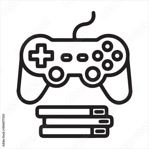 Retro video game controller and stack of game cartridges