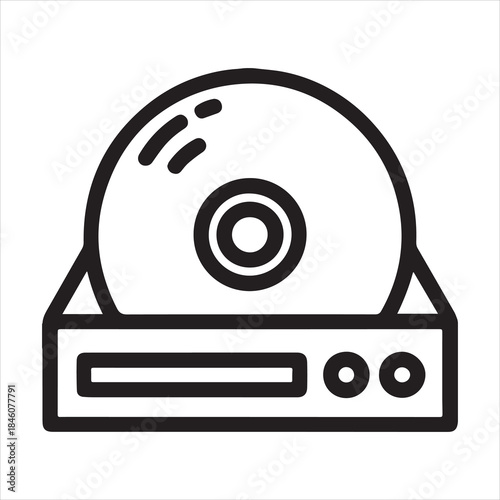 Compact disc player with a cd inside a minimalist outline style