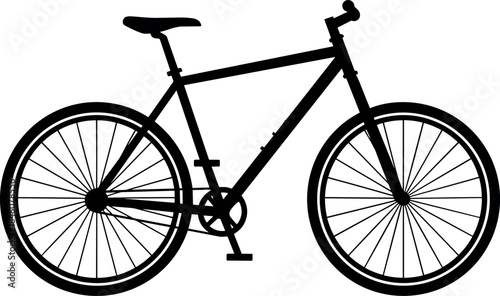 Classic bicycle silhouette in profile view – flavector vector illustration for transport and mechanical education