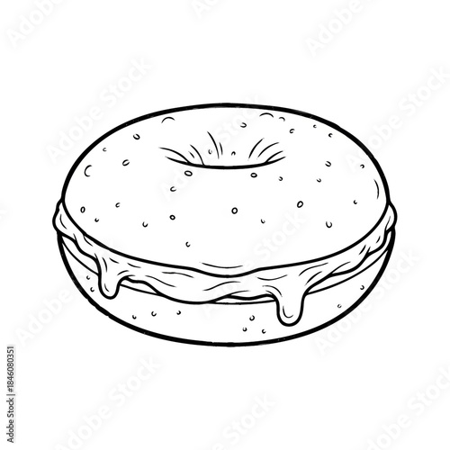 Delicious Doughnut: An artful depiction of a scrumptious doughnut, filled with creamy, rich icing. The sweet treat embodies indulgence. 