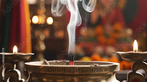 Serene Incense Offering A Moment of Spiritual Reflection and Peace.