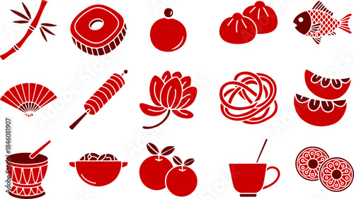 Festive Red Chinese New Year Icons