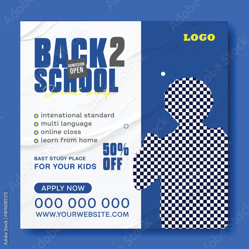 Back to School Creative Design Template.
Back to School Promotion Banner.
Modern Back to School Education Template.
Back to School Sale Social Media Post.
School Admission Poster Design.