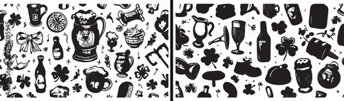 Kitchen Bottle Vector Pattern, Tableware Illustration Design, Dining Utensils Icons, Restaurant Table Setup, Culinary Decor Vector, Seamless Kitchen Background, Food Serving Tools, Home Dining Illustr