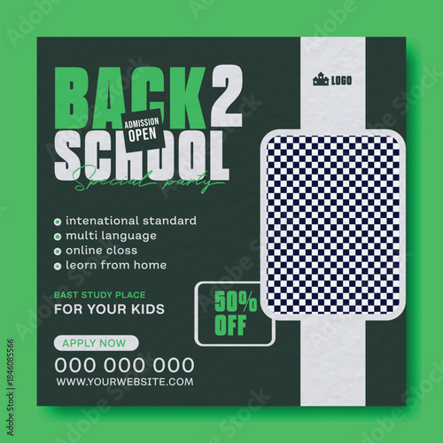Back to School Creative Design Template.
Back to School Promotion Banner.
Modern Back to School Education Template.
Back to School Sale Social Media Post.
School Admission Poster Design.