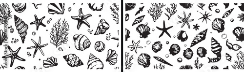 Sea Plant Vector Pattern, Coral Illustration Design, Marine Botanical Art, Underwater Nature Texture, Seamless Ocean Background, Aquatic Plant Vector, Seaweed Illustration Set, Marine Surface Design, 