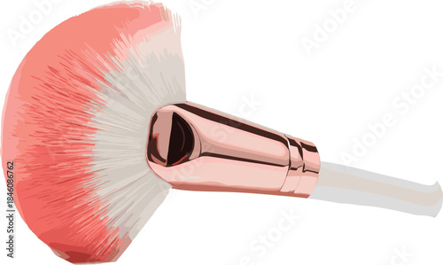 Makeup brush illustration, soft cosmetic powder brush, beauty tool artwork, professional makeup accessory, blush applicator design, cosmetic brush graphic element