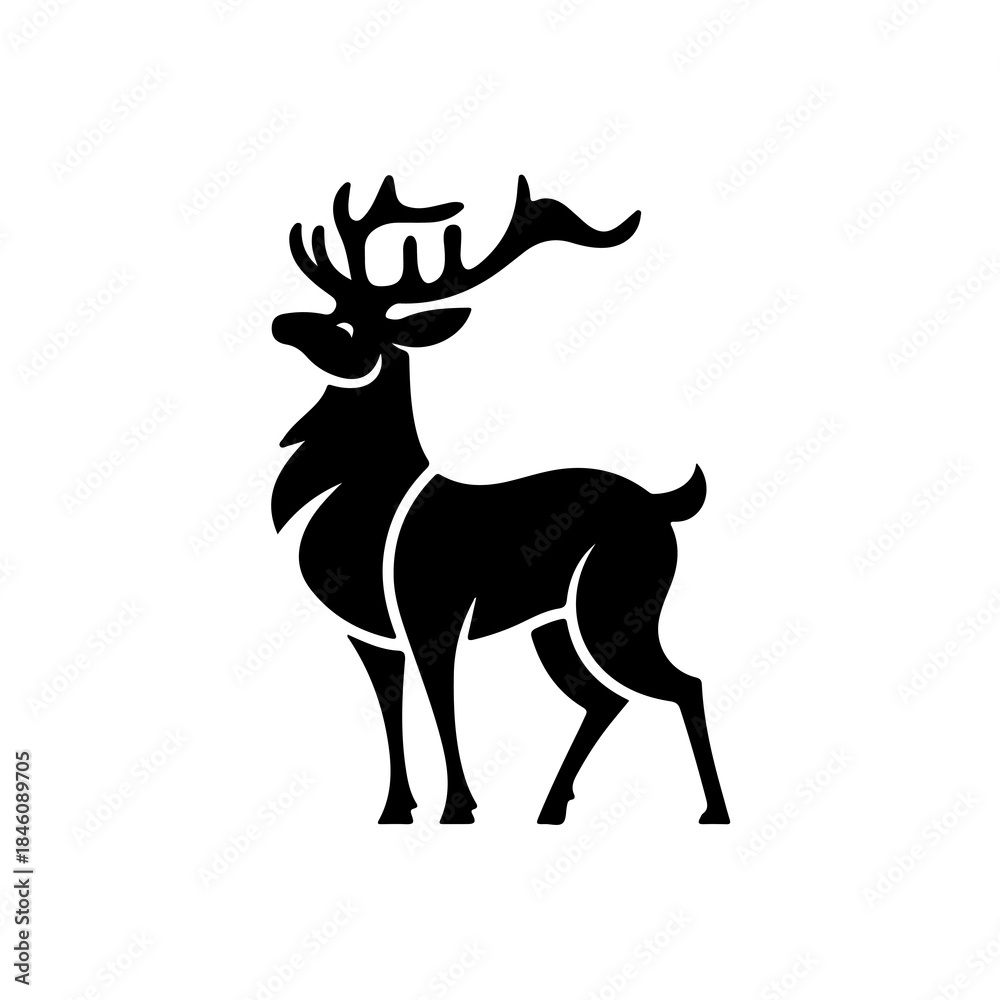 Obraz premium Black Deer Vector Silhouette Design