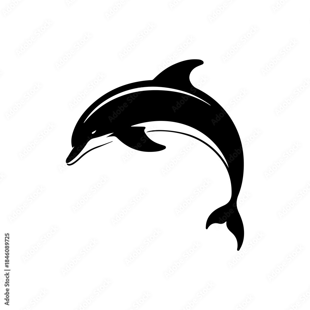 Fototapeta premium Black Dolphin Vector Silhouette Design