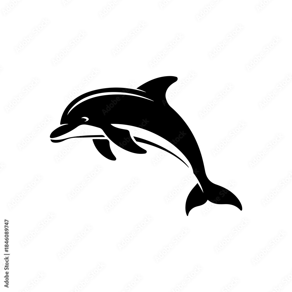 Fototapeta premium Black Dolphin Vector Silhouette Design