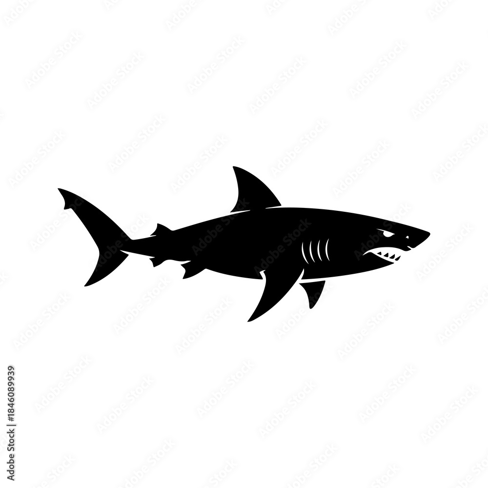 Obraz premium Angry Shark Vector Silhouette Design
