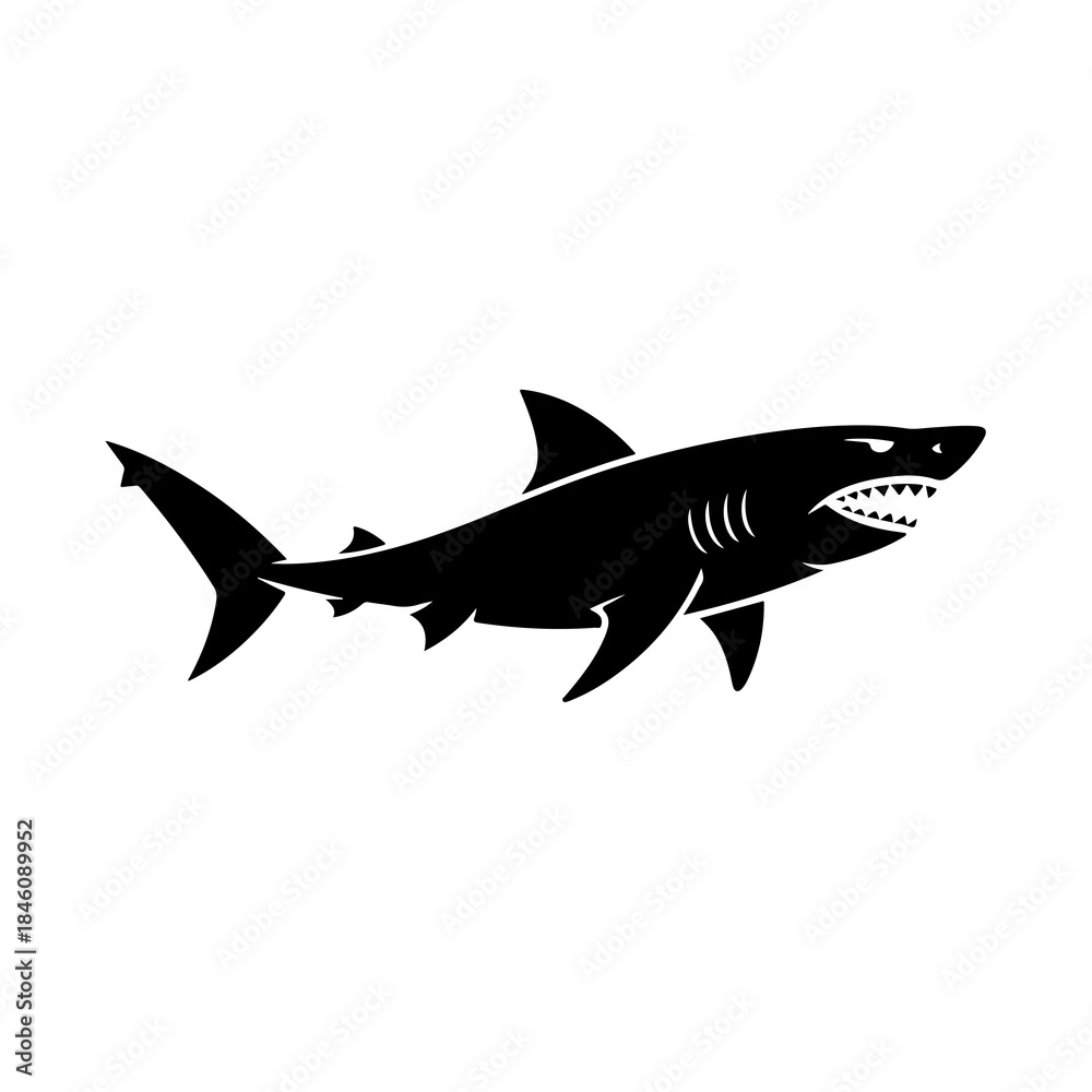 Fototapeta premium Angry Shark Vector Silhouette Design