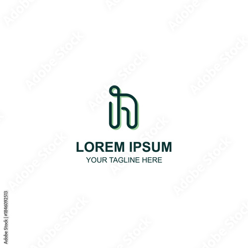 Simple Minimalist Letter H Monoline Logo Design Icon Template with Creative Illustration
