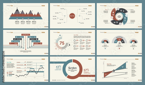 Six Production Charts Slide Templates Set