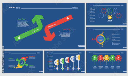 Five Marketing Charts Slide Templates Set