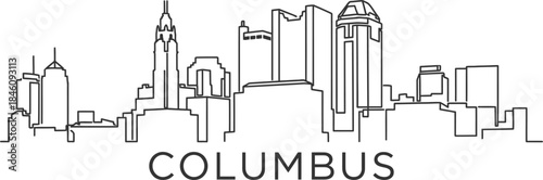 Columbus Ohio City Skyline Minimalist Line Vector