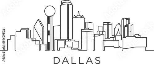 Dallas city skyline line art vector illustration