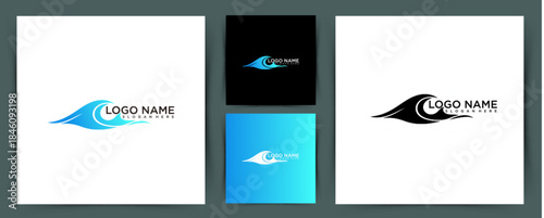 Modern wave logo design set with dynamic ocean flow style for branding identity and business use