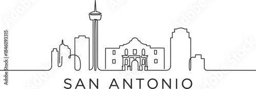 San Antonio Texas continuous line skyline vector illustration