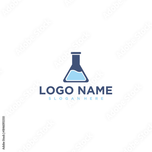 Modern laboratory flask logo design for science technology research branding and innovative professional use