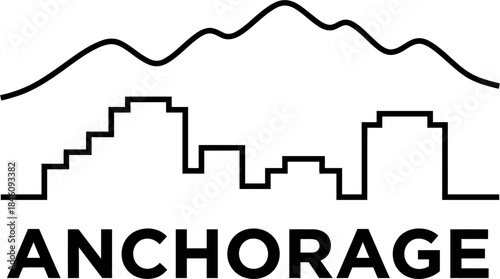 Anchorage Alaska city skyline mountains logo vector illustration