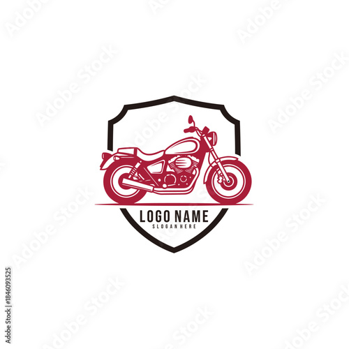 Classic motorcycle logo badge design for vintage biker club, garage, and retro brand identity