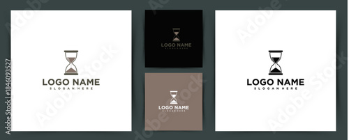 Minimal hourglass logo design symbol for time management, patience, balance, and modern brand identity