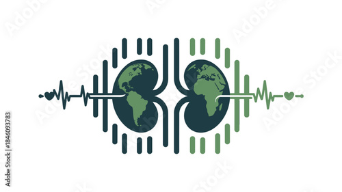 Earth's heartbeat global connection eco friendly vibrant green