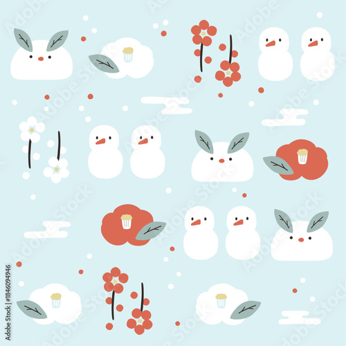 かわいい冬景色柄イラスト
