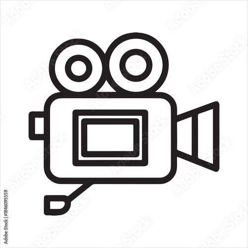 Retro film camera icon with two lenses and a handle