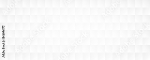 White tech geometric background. Abstract squared tile pattern texture. Light gray volume cube cover backdrop. Futuristic mosaic grid design wallpaper. Vector block illustration concept