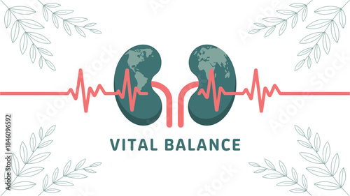Vital balance concept with kidney and earth globe